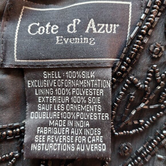 COTE D' AZUR Evening Black Vintage Gorgeous Beaded Silk Jacket XL - Picture 4 of 8